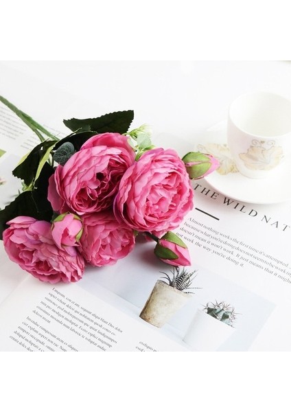 Gül 1 Paket Ipek Şakayık Buket Ev Dekorasyon Aksesuarları Düğün Parti Karalama Defteri Kiler Diy Ponponlar Yapay Güller Çiçekler (Yurt Dışından)