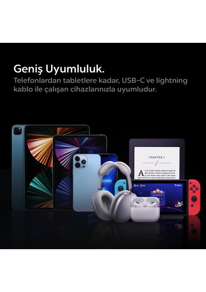 47W USB-C 2 Port Araç içi Hızlı Şarj Aleti + Lightning Şarj Kablosu Güç Adaptörü Çakmaklık iPhone & iPad Type-C - ACP04205