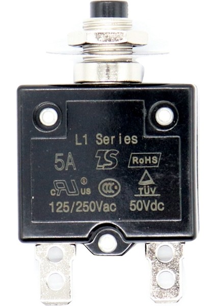 1x 5A Devre Kesici 12V/24V Basma Düğmesi Sıfırlanabilir Termal Devre Kesici Su Geçirmez Kapaklı Panel Montajı (Yurt Dışından)