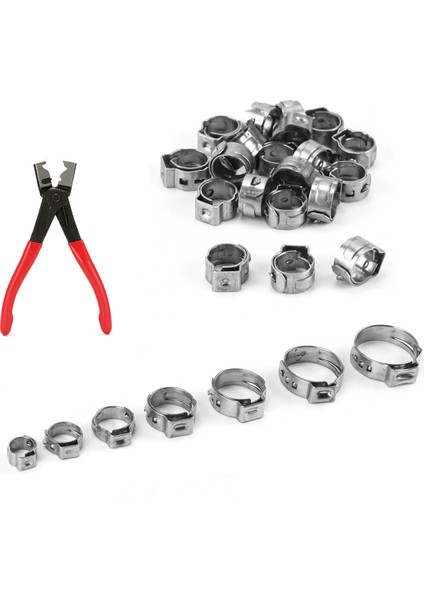 130 Adet Tek Kulak Kademesiz Hortum Kelepçesi + 1 Adet Hortum Klipsi Kelepçe Pensesi 7-21MM Hortum Kelepçesi Cinch Kelepçe Halkaları (Yurt Dışından)