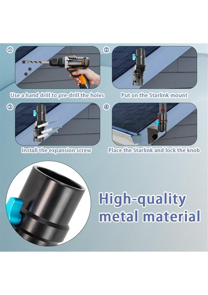 Starlink Duvar Direği Çatı Montajı Için Montaj Braketi, Kare Dikdörtgen Çanak Anten Montaj Kiti, Starlink Internet Için (Yurt Dışından) fiyatları