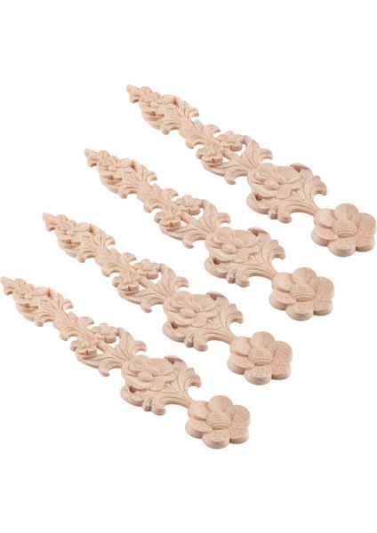 4 Adet Ahşap Oyma Aplikler Retro Yuvarlak Ahşap Oyma Çıkartma Boyanmamış Mobilya Dolap Duvar Dekoru El Sanatları (Yurt Dışından)