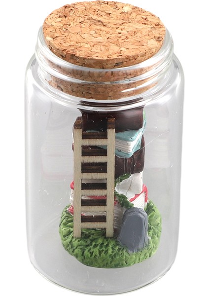 Minyatür Kütüphane Dekoru Minyatür Kitap Merdiven Süsleri Şeffaf Kapta Dekoratif Model Heykel Sahne Minyatür A (Yurt Dışından) fiyatları