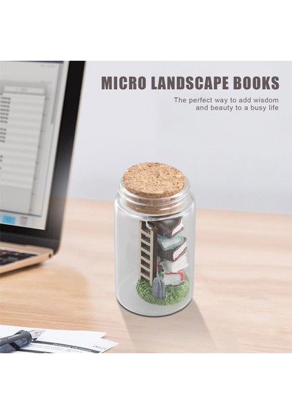 Minyatür Kütüphane Dekoru Minyatür Kitap Merdiven Süsleri Şeffaf Kapta Dekoratif Model Heykel Sahne Minyatür A (Yurt Dışından) fırsatları