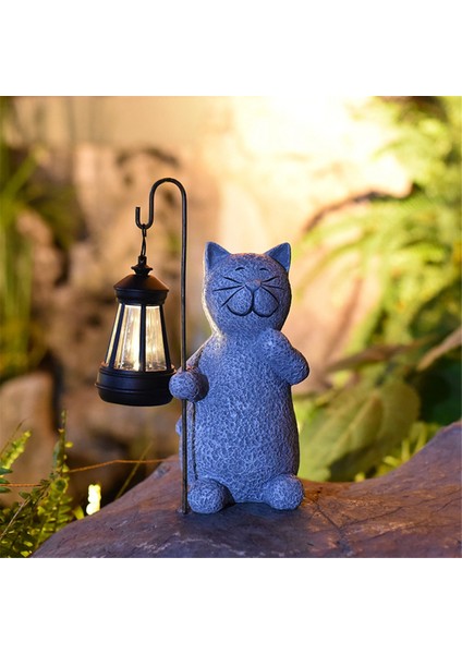Güneş Enerjili Reçine Kedi Heykeli, Benzersiz Gülümseyen Tasarımlı Bahçe Figür Işıkları, Veranda, Çim ve Ev Bahçesi Için Dekor (Yurt Dışından) indirimleri