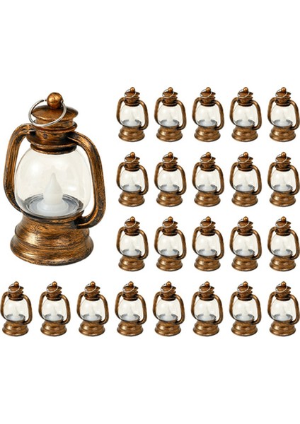 24 Adet Altın Mum Fener Işığı Alevsiz LED Gaz Lambası Mini Mum Işığı Asılı Fener Noel Ev Deco (Yurt Dışından)