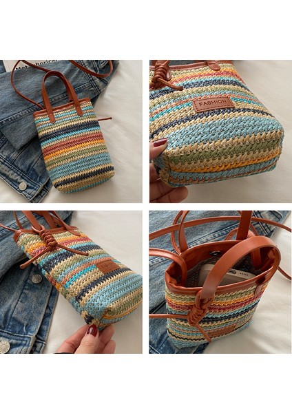 Kontrast Renk Dokuma Çanta Kadın Yaz Cep Telefonu Çantası Crossbody Çanta (Yurt Dışından) fırsatları