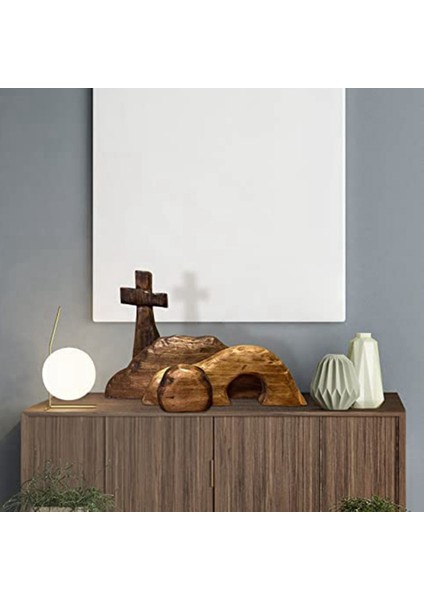 Boş Mezar Paskalya Sahnesi ve Haç, Ahşap Paskalya Mezarı Sahne Dekorasyonu, Ahşap Paskalya Yeniden Doğuş Dekoru (Yurt Dışından) fırsatları