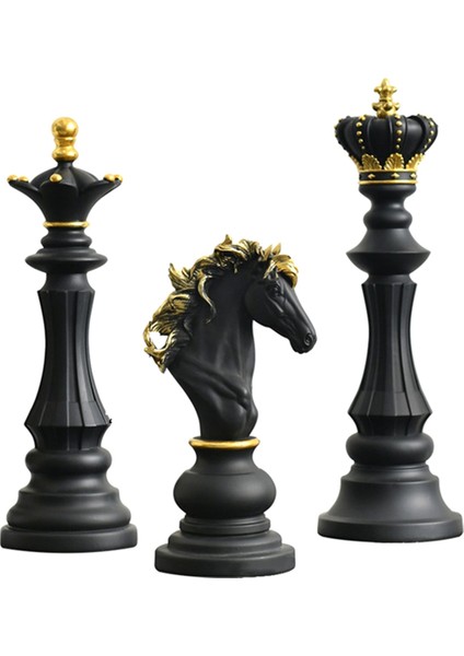 Satranç Reçine Dekor Süs Ofis Figürleri Kraliçe Şövalye Heykeli Koleksiyonu Nesne Heykel Modelleri Satranç Taşları A (Yurt Dışından)