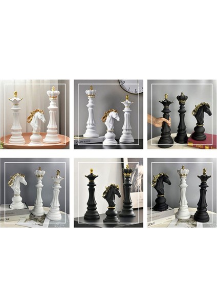Satranç Reçine Dekor Süs Ofis Figürleri Kraliçe Şövalye Heykeli Koleksiyonu Nesne Heykel Modelleri Satranç Taşları A (Yurt Dışından) indirimleri
