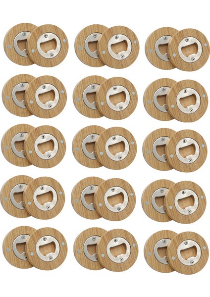 30 Adet Dıy Bambu Yuvarlak Şekil Şişe Açacakları Dak Altlığı Buzdolabı Mıknatısı Buzdolabı Sticker Dekorasyonu Bira Şişe Açacağı (Yurt Dışından)