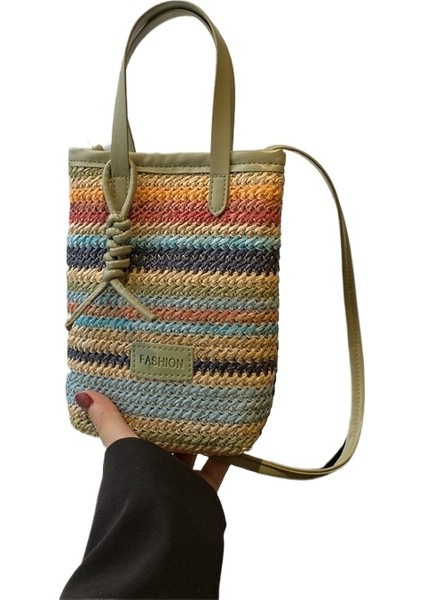 Kontrast Renk Dokuma Çanta Kadın Yaz Cep Telefonu Çantası Crossbody Çanta (Yurt Dışından)