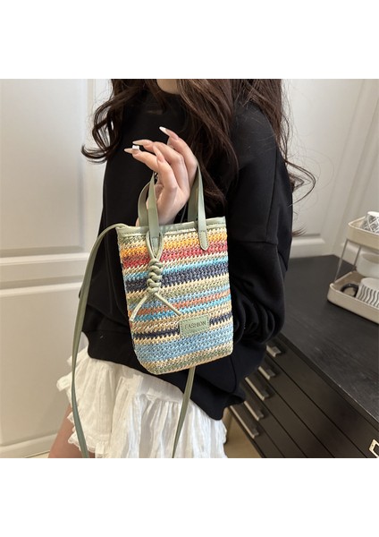 Kontrast Renk Dokuma Çanta Kadın Yaz Cep Telefonu Çantası Crossbody Çanta (Yurt Dışından) fırsatları