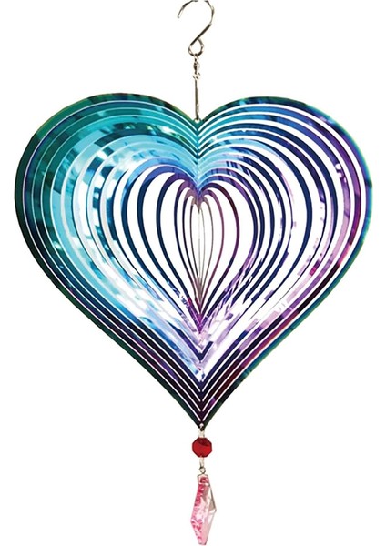 Rüzgar Döndürücü Açık Hava Metal 3D Rüzgar Döndürücü Asma Bahçe Bahçe Dekoru Hediyeler Paslanmaz Çelik Kalp Desenli Döndürücüler (Yurt Dışından)