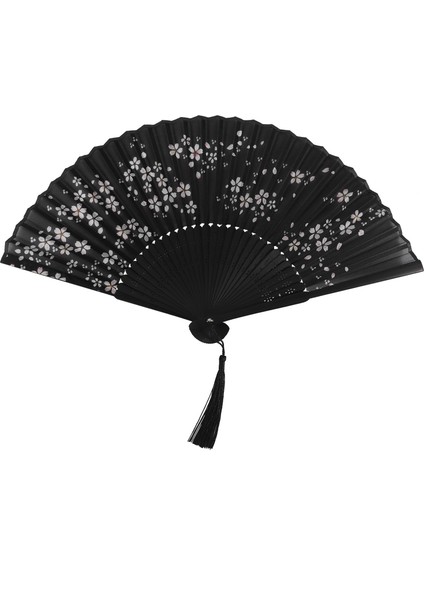 Büyüleyici Zarif Modern Kadın El Yapımı Bambu Ipek 8.27 Inç (21 Cm) Katlanır Cep Çanta El Fanı, Katlanabilir Şeffaf Holding Boyalı Fan, Ipek Torbalar/sarma Ile. (Yurt Dışından)