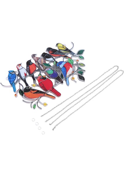 2pcs Kuşlar Lekeli Akrilik Pencere Asma, Tel Üzerinde Kuşlar, Lekeli Akrilik Kuşlar Pencere Asma Büyük Panel, Suncatcher (Yurt Dışından)