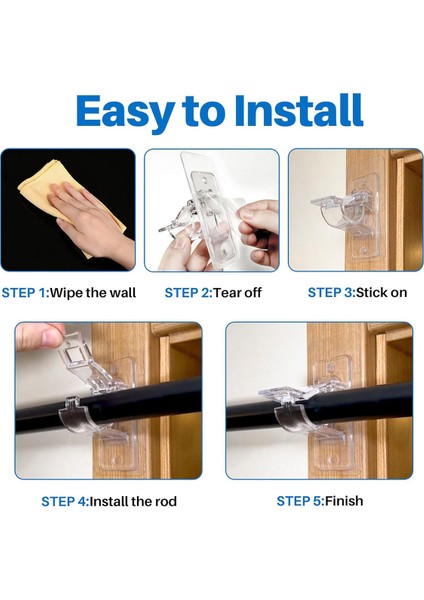 6 Adet Matkap Gerektirmeyen Perde Çubuğu Tutucu Braketleri, Kendinden Yapışkanlı Çubuk Tutucu Kancaları, Çivisiz Yapışkan Perde Çubuğu Kancaları (Yurt Dışından) fiyatları