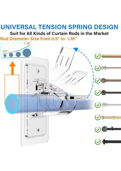 6 Adet Matkap Gerektirmeyen Perde Çubuğu Tutucu Braketleri, Kendinden Yapışkanlı Çubuk Tutucu Kancaları, Çivisiz Yapışkan Perde Çubuğu Kancaları (Yurt Dışından) modelleri