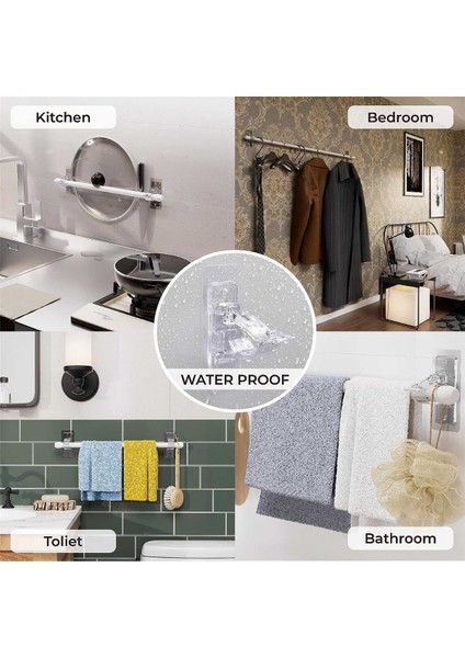 6 Adet Matkap Gerektirmeyen Perde Çubuğu Tutucu Braketleri, Kendinden Yapışkanlı Çubuk Tutucu Kancaları, Çivisiz Yapışkan Perde Çubuğu Kancaları (Yurt Dışından) fırsatları