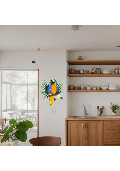 Metal Papağan Duvar Sanatı Dekoru Açık Hava Kuşları Duvar Çit Dekorasyonları Açık Hava Bahçe Dekorasyonları Için Renkli Papağan Figürü A (Yurt Dışından) fırsatları