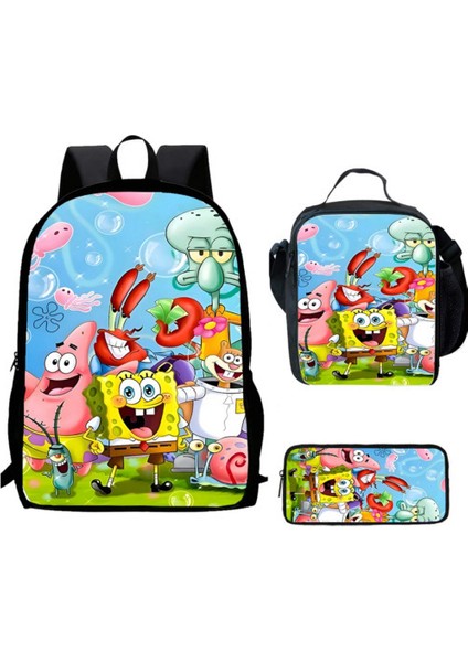 Karikatür Okul Çantası Ilkokul Okul Çantası Büyük Kapasiteli Sırt Çantası Omuz Çantası Kalem Çantası Üç Parçalı Set (Yurt Dışından)