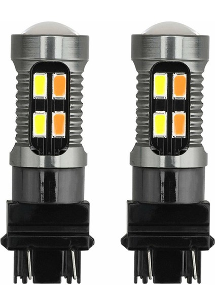 2x LED Işık Çift Renkli Ampul T25 3157 P27-7W 5630 20SMD Canbus Araba Fren Ters Lambası Dönüş Sinyali Beyaz Amber B (Yurt Dışından)