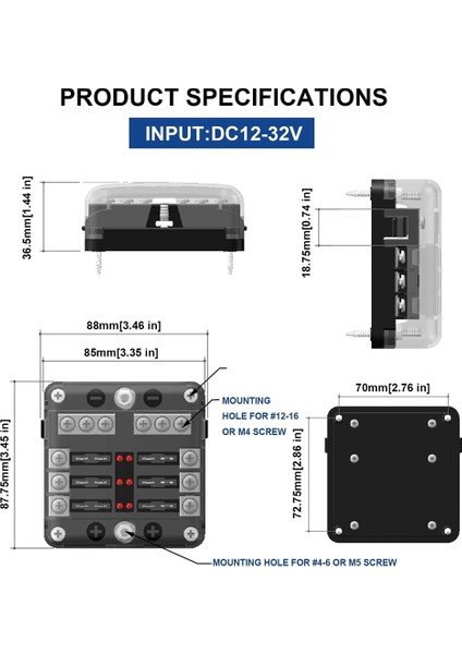 Negatif Baralı Sigorta Kutusu, 12V Tekne Araba Otomotiv Kamyon Denizcilik Için LED Göstergeli 6 Yollu Bıçak Sigorta Tutucu Bloğu (Yurt Dışından) fiyatları