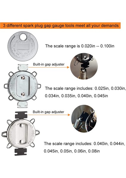 Buji Uzay Ölçer Ölçme Aracı - Tel Buji Uzay Ölçer Ayarlama Aleti Inç ve Metrik, 3'lü Paket (Yurt Dışından) modelleri