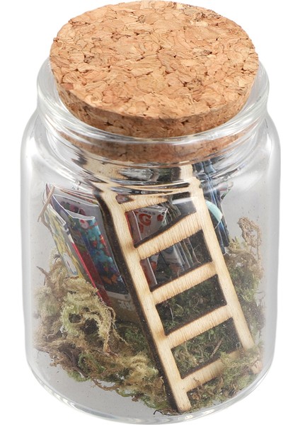 Mini Kütüphane Mikro Manzara Minyatür Kitap Merdiven Süslemeleri Şeffaf Kapta Dekoratif Model Heykel Sahne Minyatür (Yurt Dışından) modelleri