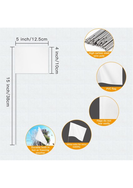 50 Paket Işaretleme Bayrakları, Beyaz Bahçe Bayrakları 15X4X5 Inç, Işaret Bayrakları, Çim Bayrakları Işaretleyicileri, Sulama Bayrakları, Peyzaj Bayrakları (Yurt Dışından) fiyatları
