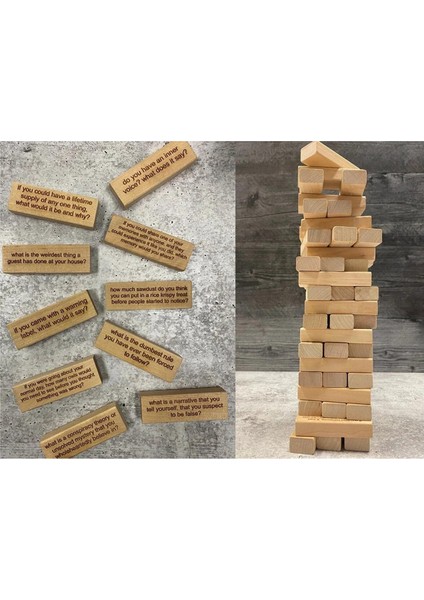 54 Parça Sorular Tumbling Tower Oyunu, Puan Tablolu Dev Ahşap Istifleme Oyunu, Buz Kırıcı Sorular Tumbling (Yurt Dışından) modelleri