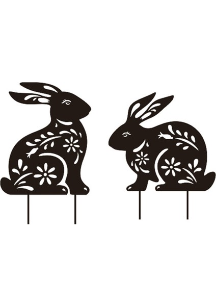 2 Adet Tavşan Bahçe Kazıkları Metal Tavşan Kazıkları Metal Bahçe Tavşan Dekorasyonları Heykeller Yaratıcı Tavşan Silüeti Çim (Yurt Dışından)