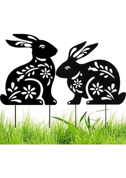 2 Adet Tavşan Bahçe Kazıkları Metal Tavşan Kazıkları Metal Bahçe Tavşan Dekorasyonları Heykeller Yaratıcı Tavşan Silüeti Çim (Yurt Dışından) modelleri