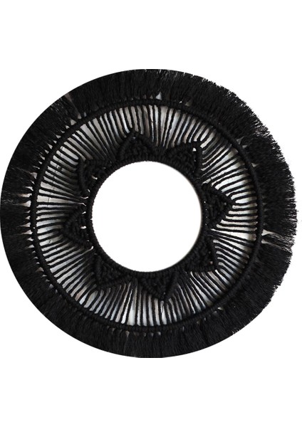 Ins Makrome Ayna Dekorasyon Koyu Stil Ev Dekorasyon Bohem Dokuma El Yapımı Duvar Goblen (Siyah) (Yurt Dışından)