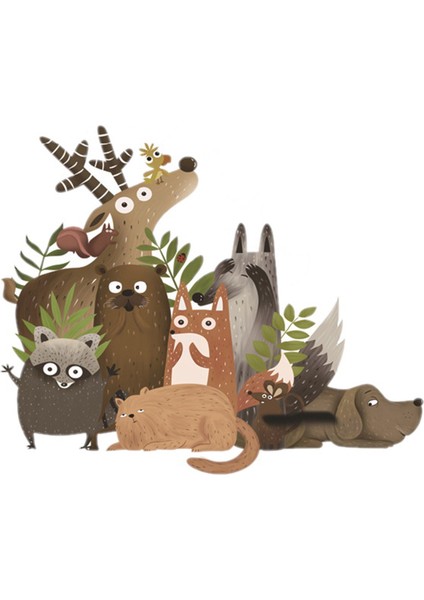 Orman Hayvanları Duvar Çıkartmaları Çocuk Odası Yatak Odası Duvar Dekoru Anaokulu Duvar Posterleri Ev Dekoru Karikatür Duvar Çıkartmaları (Yurt Dışından)