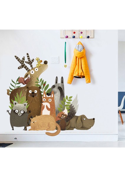 Orman Hayvanları Duvar Çıkartmaları Çocuk Odası Yatak Odası Duvar Dekoru Anaokulu Duvar Posterleri Ev Dekoru Karikatür Duvar Çıkartmaları (Yurt Dışından) indirimleri