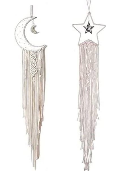 2 Adet Ay Rüya Yakalayıcı Yıldız Ay Işıklı Boho Rüya Yakalayıcı Seti Genç Kızlar Için Oda Dekoru, Kızlar Için Ev Dekor Hediyeleri (Yurt Dışından)