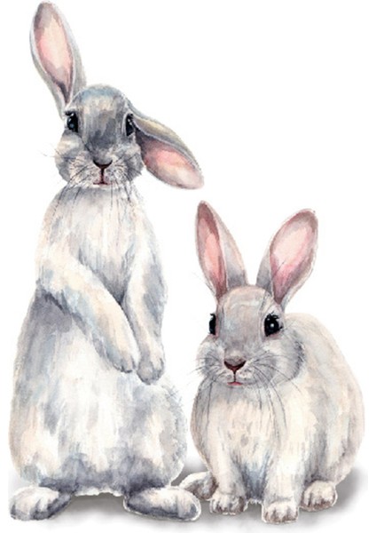 Iki Sevimli Tavşan Duvar Stickerı Çocuk Odası Ev Dekorasyonu Çıkarılabilir Duvar Kağıdı Oturma Odası Yatak Odası Duvar Resmi Tavşan Çıkartmaları (Yurt Dışından)