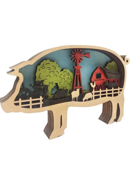 Çiftlik Hayvanları Masa Dekorasyonu, Ev Dekorasyonları, Duvar Dekoru, Rustik Ev Dekoru, Kulübe Dekoru (Domuz) (Yurt Dışından)