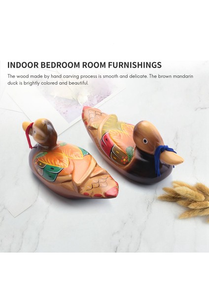 Sevimli Çin Ahşap Mandarin Ördeği ve Ördek Süslemeleri Iç Yatak Odası Odası Dekorasyonu, 2 Adet (Yurt Dışından) modelleri