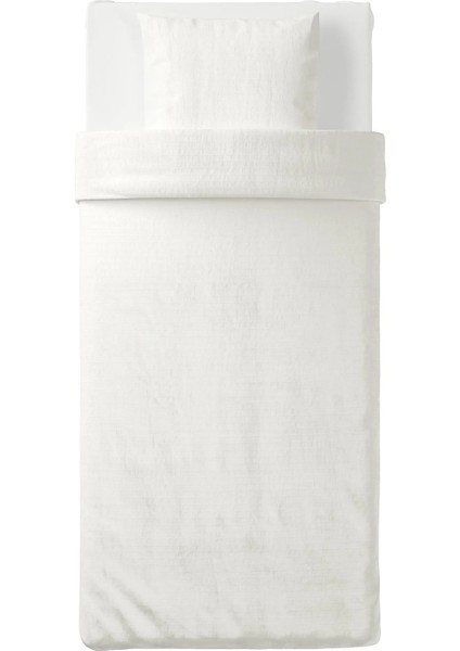 Ofelıa Nevresim Seti 150 x 200 - Yastık Kılıfı 50 x 60 cm Çıtçıtlı Makinede Yıkanabilir Beyaz Tek Kişilik