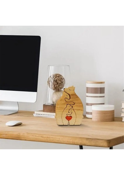 Ahşap Ayı Aile Heykeli Aile Sanat Bulmaca Masaüstü Süsleme Aile Kalp Bulmaca Ev Dekorasyon Anneler Günü Hediyesi, A (Yurt Dışından) fırsatları