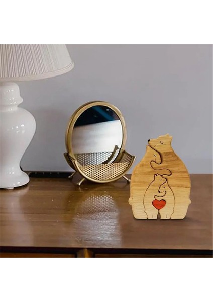Ahşap Ayı Aile Heykeli Aile Sanat Bulmaca Masaüstü Süsleme Aile Kalp Bulmaca Ev Dekorasyon Anneler Günü Hediyesi, A (Yurt Dışından) indirimleri