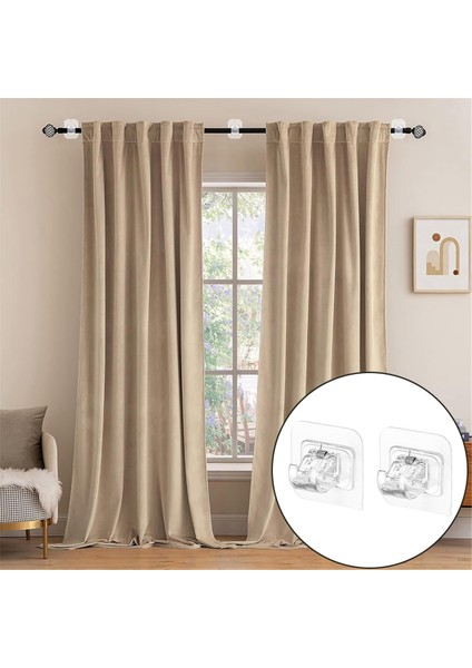 Matkapsız Perde Çubuk Braket Seti, 2 Parçalı Ayarlanabilir Yapışkanlı Perde Çubuk Tutucular (Yurt Dışından) modelleri