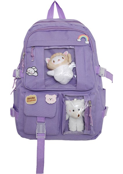 Sırt Çantası Kız Sevimli Kampüs Öğrenci Okul Çantası Büyük Kapasiteli Bilgisayar Sırt Çantası (Yurt Dışından)