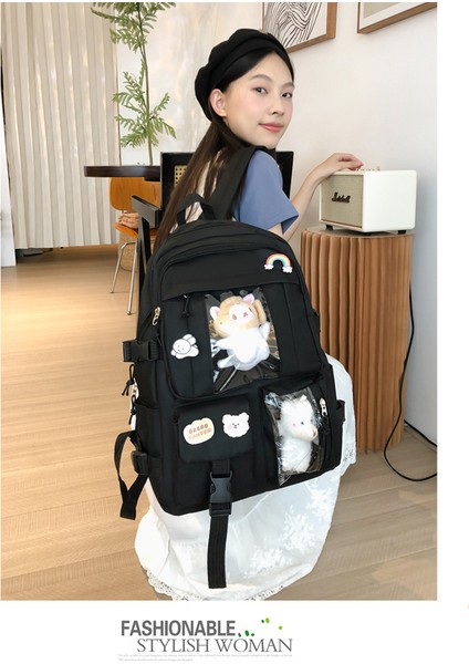 Sırt Çantası Kız Sevimli Kampüs Öğrenci Okul Çantası Büyük Kapasiteli Bilgisayar Sırt Çantası (Yurt Dışından) modelleri