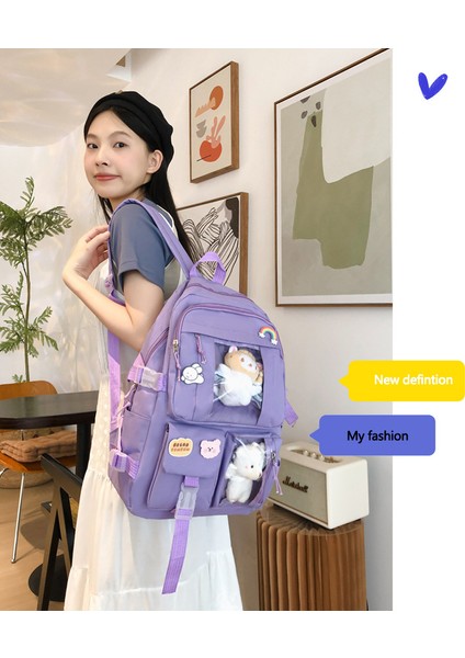 Sırt Çantası Kız Sevimli Kampüs Öğrenci Okul Çantası Büyük Kapasiteli Bilgisayar Sırt Çantası (Yurt Dışından) fırsatları