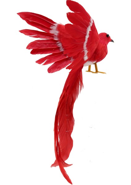 Yapay Kuş Tüyleri Plastik Heykelcik Peyzaj Süs Bahçe Dekor Noel Dıy Cadılar Bayramı - #3 (Kırmızı Kuyruk), 28*5*3 cm (Yurt Dışından)