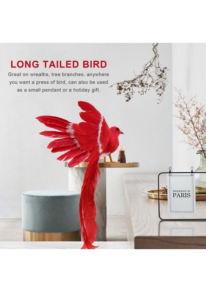 Yapay Kuş Tüyleri Plastik Heykelcik Peyzaj Süs Bahçe Dekor Noel Dıy Cadılar Bayramı - #3 (Kırmızı Kuyruk), 28*5*3 cm (Yurt Dışından) fiyatları