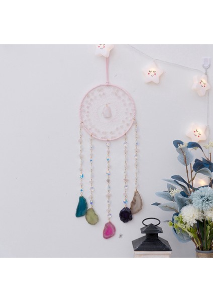Akik Dream Catcher Doğal 7 Çakra Renkli Taş Bahçe Oturma Odası Dekorasyon Rüzgar Çanı Duvar Dekor (Yurt Dışından) modelleri